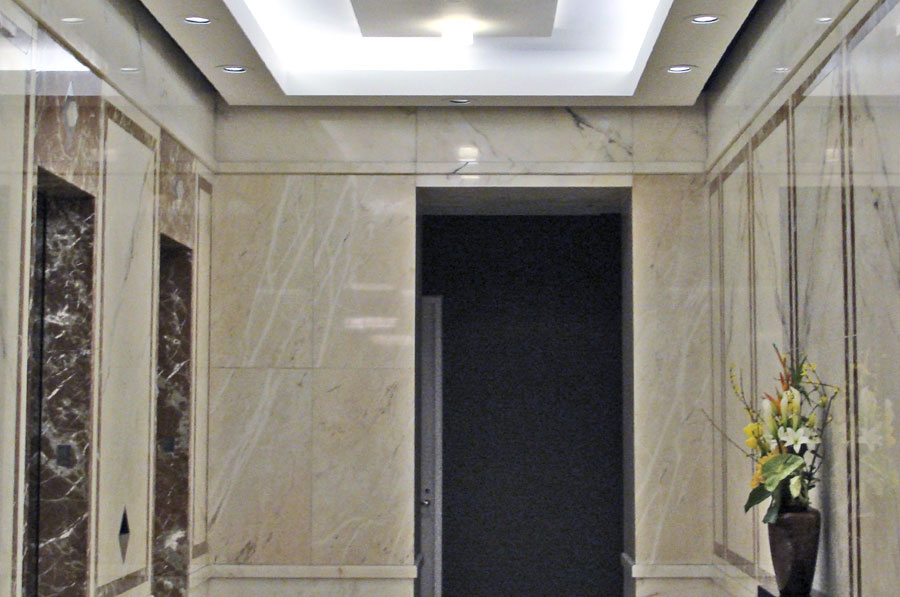 General Contractor Richlen Construction provided construction services for 222 Kearny Street Lobby. New wall features, flooring, furnishing, and ceiling trim, along with new light fixtures in the elevator corridor brighten the lobby and reception area.